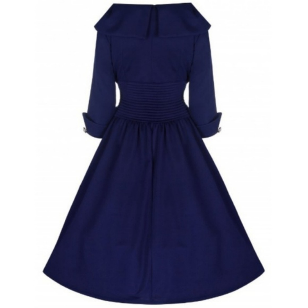 Vintage Style Collared Blue Rockabilly PinUp Dress - Picture 4 of 8